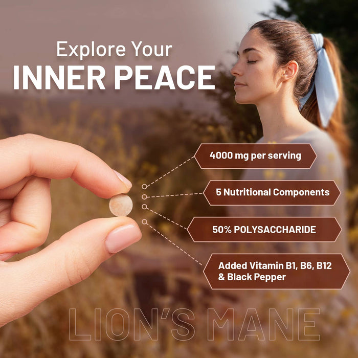 Prowise Lions Mane Mushroom Supplement 4000mg with Vitamin B1