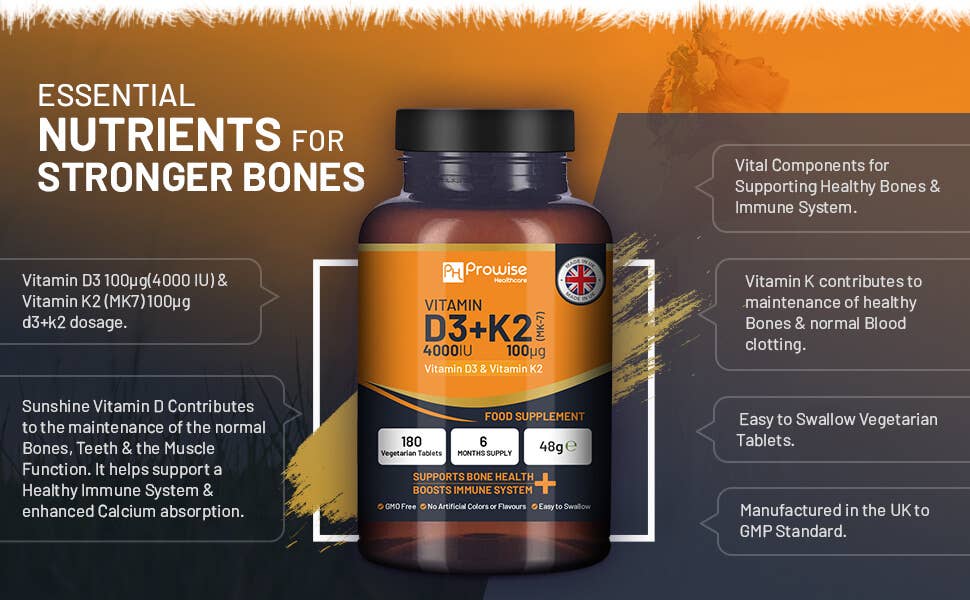 Prowise Vitamin D3 4000 IU & Vitamin K2 MK-7 100µg | 180 Vegetarian Tablets