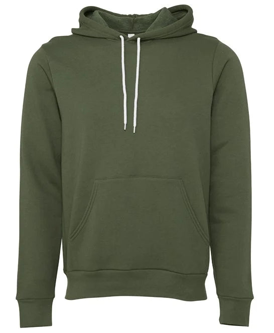 Canvas Polycotton Fleece Pullover Hoodie - Military Green