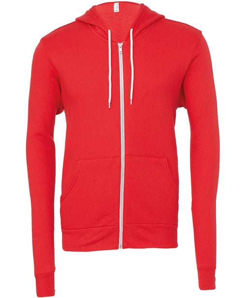 Bella Canvas BE106 polycotton fleece full-zip hoodie in Red