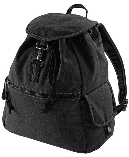 Quadra QD612 Vintage Canvas Backpack – Black Colour | 18L Capacity | Retro