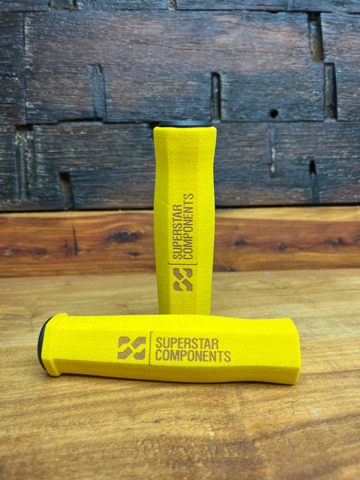 Yellow Superstar Ultralight 43g foam slide-on bike grips