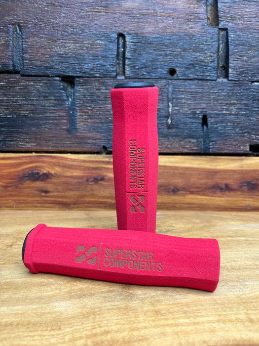 Red Superstar Ultralight 43g foam slide-on bike grips