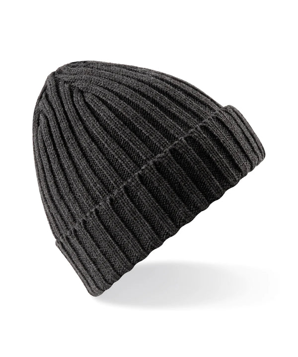 Chunky Ribbed Beanie - Charcoal / Heather Grey FINAL CLEARANCE