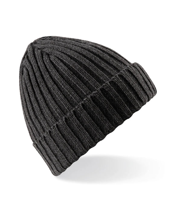 Chunky Ribbed Beanie - Charcoal / Heather Grey FINAL CLEARANCE