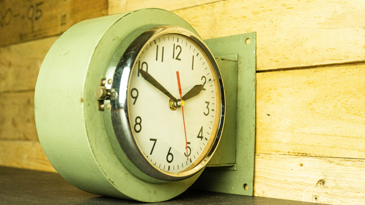 Original Vintage Citizen Style Double Sided Clock Dark Green
