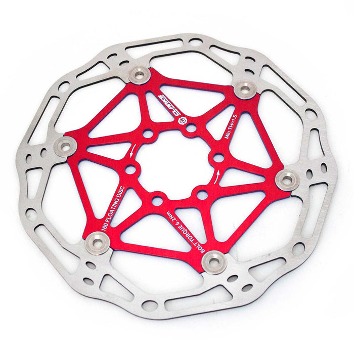 Clarks CFR-02 lightweight floating 6-bolt disc rotor, 160mm, red