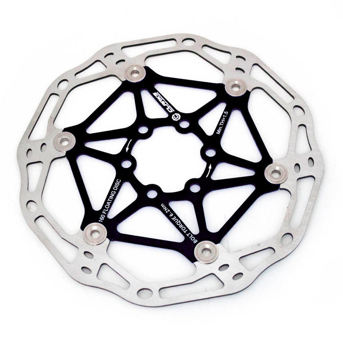 Clarks CFR-02 lightweight floating 6-bolt disc rotor, 203mm, black