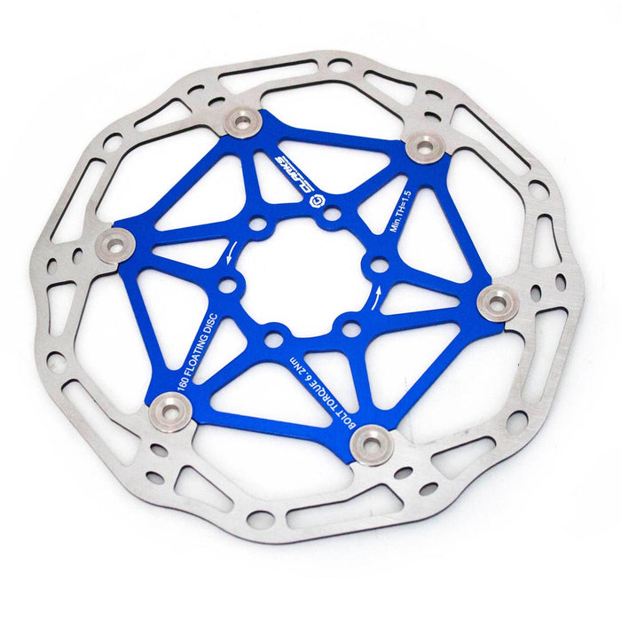 Clarks CFR-02 lightweight floating 6-bolt disc rotor, 203mm, blue