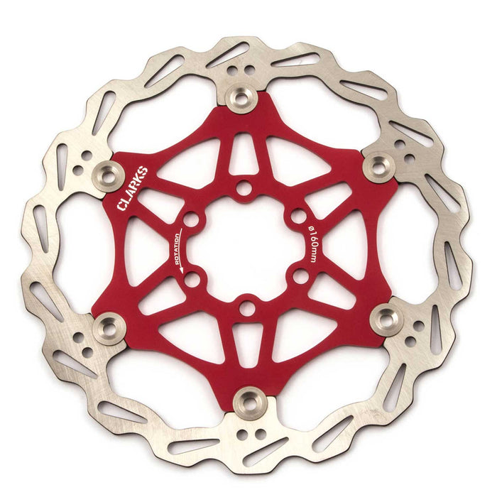 Clarks CFR-06 lightweight floating 6-bolt disc rotor, 180mm, red