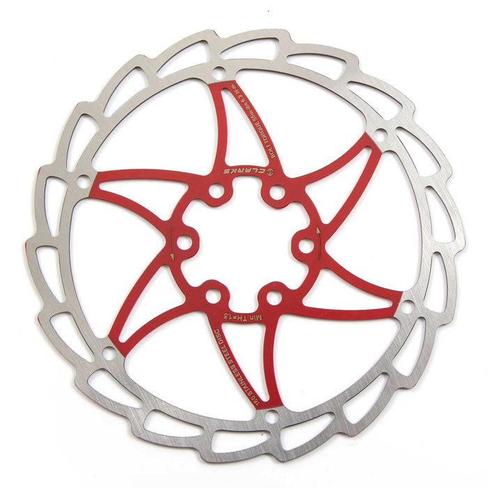 Clarks CD-06 single piece 180mm solid disc rotor in red