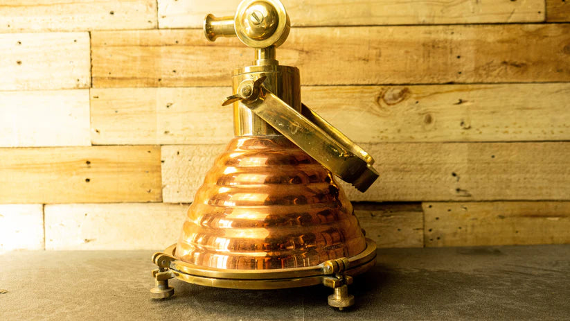 Salvaged Wiska Brass and copper deck Pendant light Marine