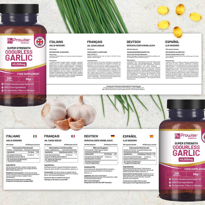 Premium Odourless Garlic Capsules - High Strength 45,000mg -