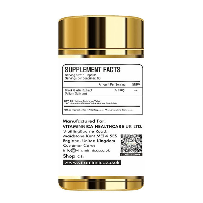 Vitaminnica Black Garlic Capsules — Immunity & Heart Health | 60 Capsules