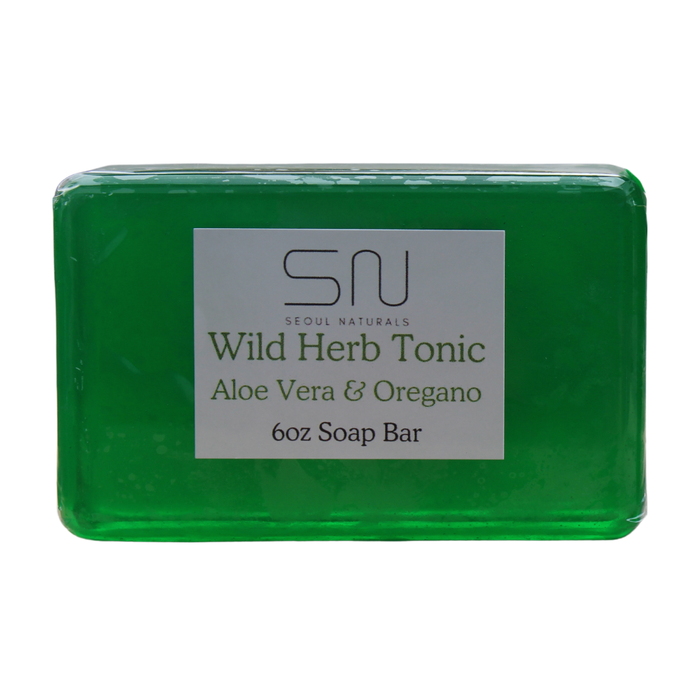 Seoul Naturals WIld Herb Tonic Aloe Vera with Oregano and Tea Tree Oil Soap, 6oz. Antibacterial and Antifungal.
