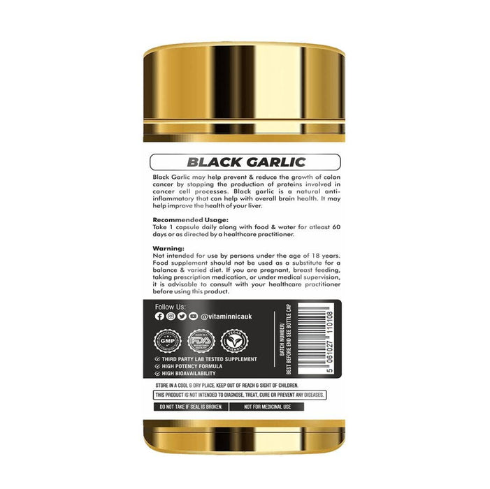 Vitaminnica Black Garlic Capsules — Immunity & Heart Health | 60 Capsules