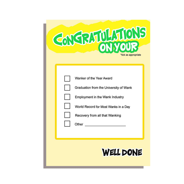 Wanker of the Year - Congratulations card