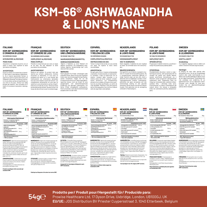Prowise KSM-66 Ashwagandha & Lion’s Mane Tablets | 2200mg Herbal Blend