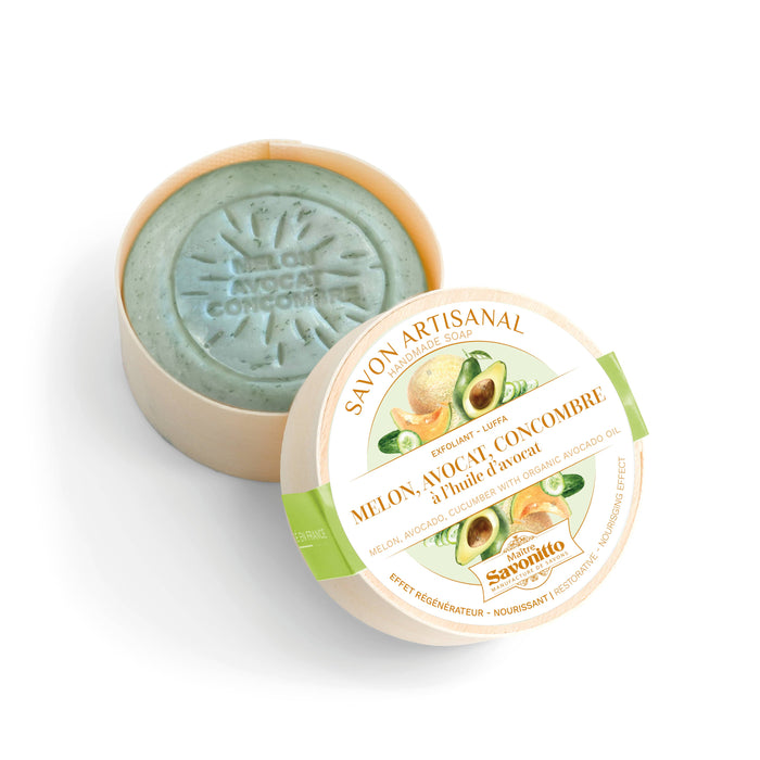 Savononitto  Melon, Avocado & Cucumber Soap in Wooden Box 100g made in Provence