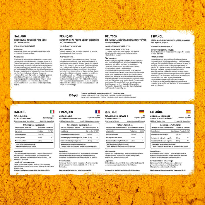 Prowise Organic Turmeric 2280mg (High Strength) with Black Pepper