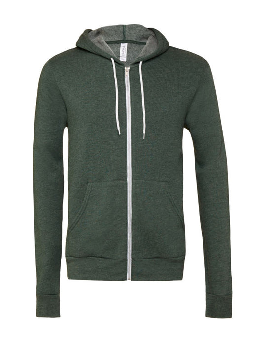 Canvas Unisex Fleece Zip-Up Hoodie - Heather Forest FINAL CLEARANCE