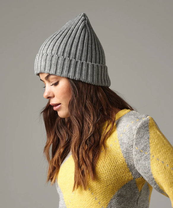 Chunky Ribbed Beanie - Charcoal / Heather Grey FINAL CLEARANCE
