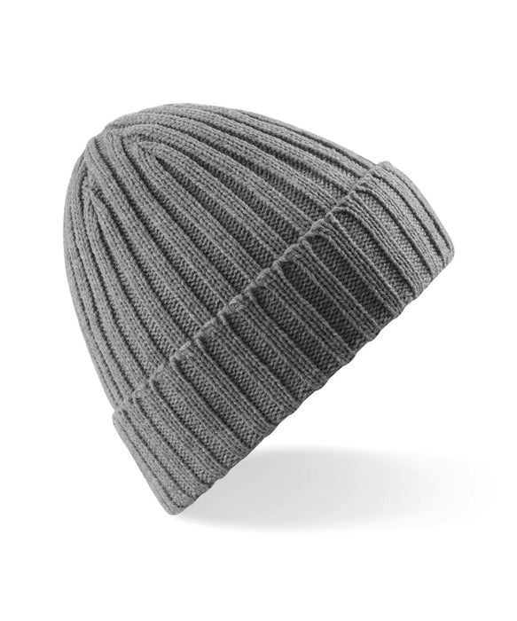 Chunky Ribbed Beanie - Charcoal / Heather Grey FINAL CLEARANCE