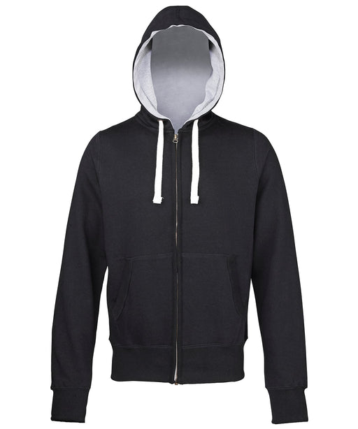 AWDis Just Hoods JH052 chunky zoodie in Jet Black with grey inner