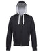 AWDis Just Hoods JH052 chunky zoodie in Jet Black with grey inner