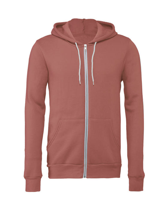 Canvas Fleece Zip-Up Hoodie - Mauve FINAL CLEARANCE