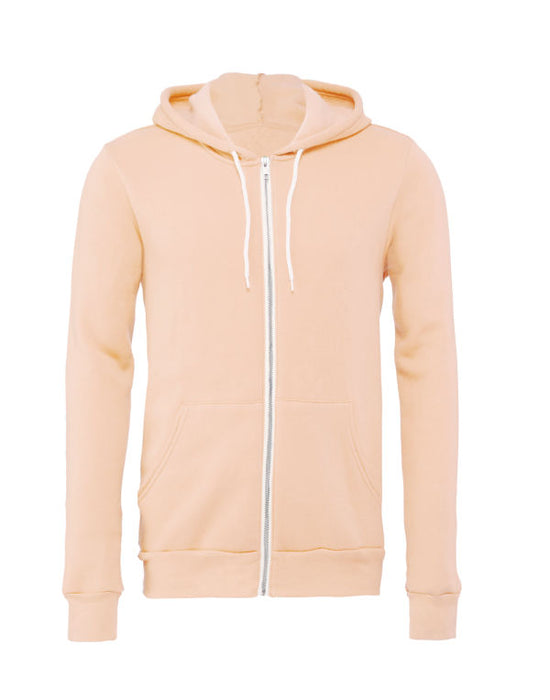 Canvas Fleece Zip-Up Hoodie - Peach FINAL CLEARANCE