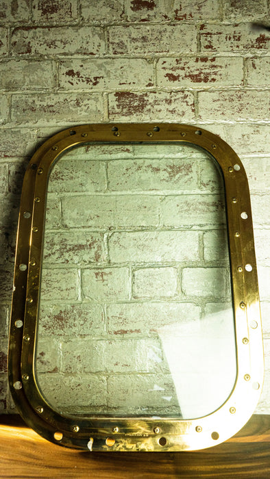 Salvaged brass ship's porthole with glass, 73cm x 57cm – photo 1