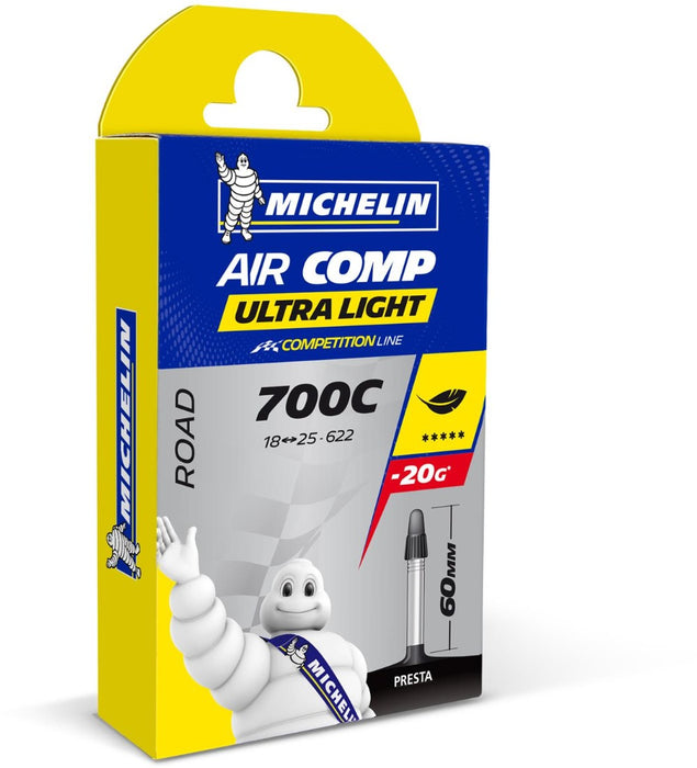 Michelin A1 Aircomp Ultralight 700c Inner Tube – 18/25-622, Presta 80mm