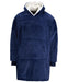 Ribbon oversized reversible sherpa hoodie in blue with large hood and front pocket