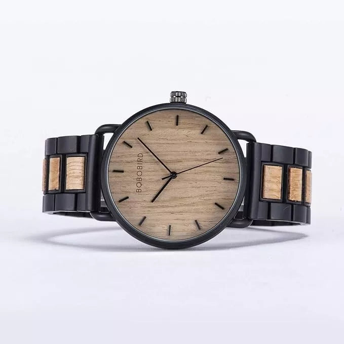 BoBoBird Handmade Men Wooden Wristwatch Stainless Steel Analog Quartz GT023-1A