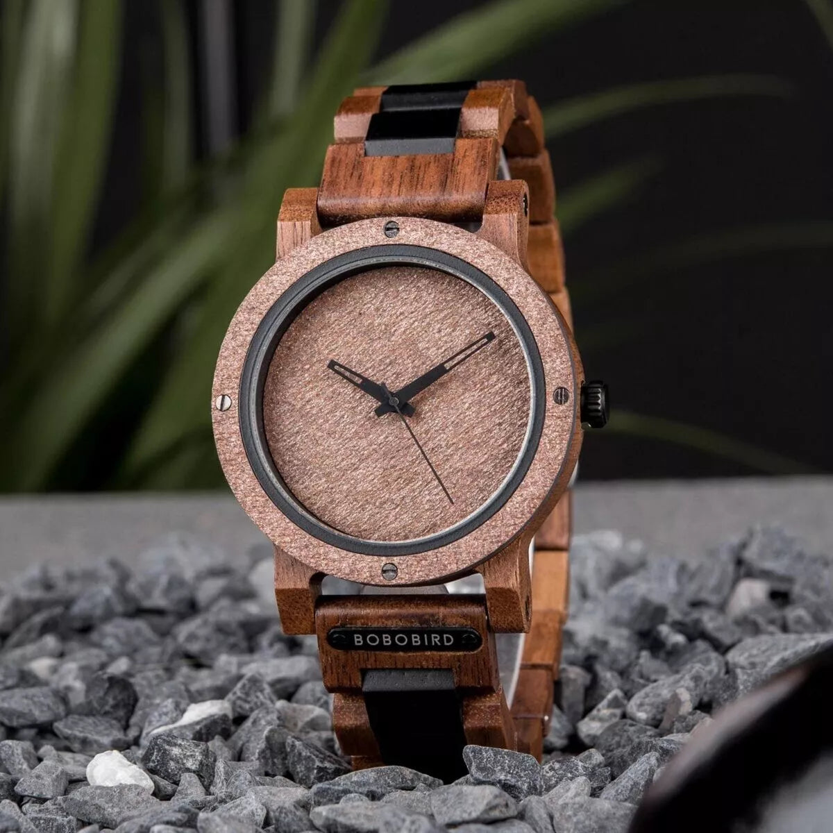 BOBO BIRD Natural Rock Ebony Wooden Watch GT089