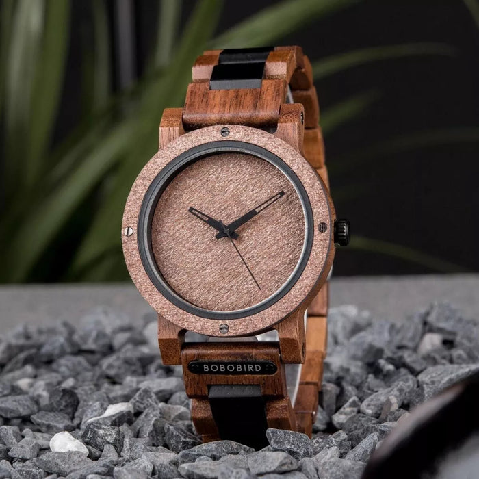 BOBO BIRD Natural Rock Ebony Wooden Watch GT0891