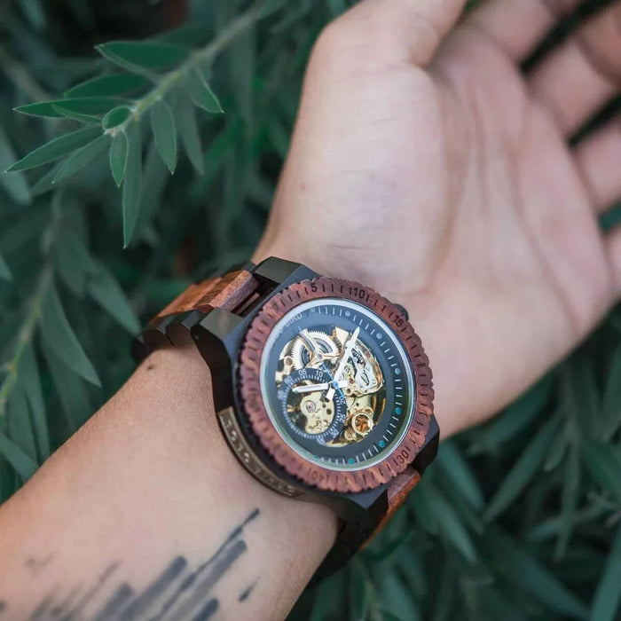 BOBO BIRD Men’s Mechanical Wooden Watches Zebrawood – Aviator GR005-2A Gift box