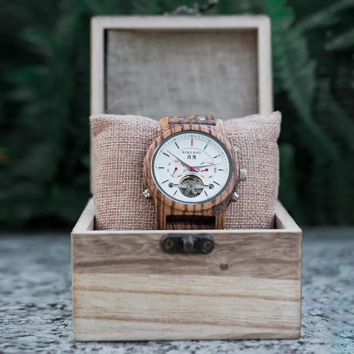 BoBoBird Mechanical Multifunctional Business Wooden Watch GB027-2A