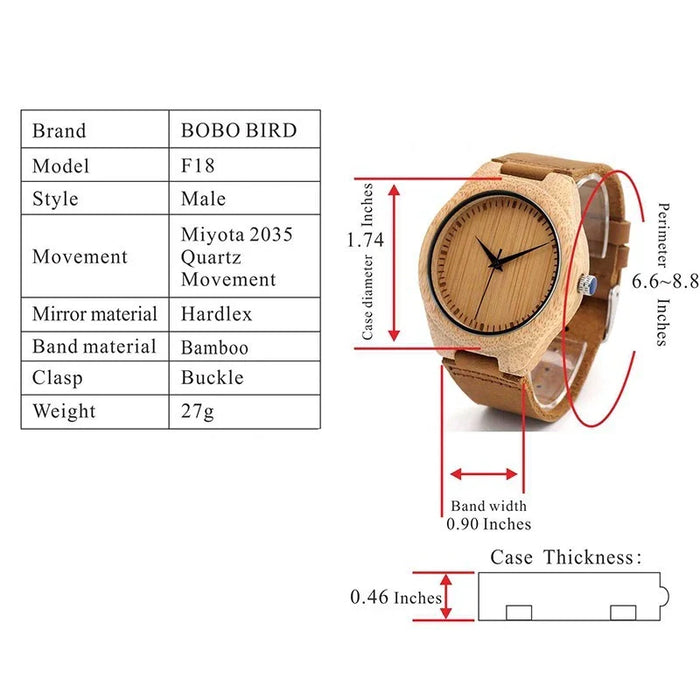 BOBO BIRD Bamboo Unique Quartz Wooden Watch GA009-AB