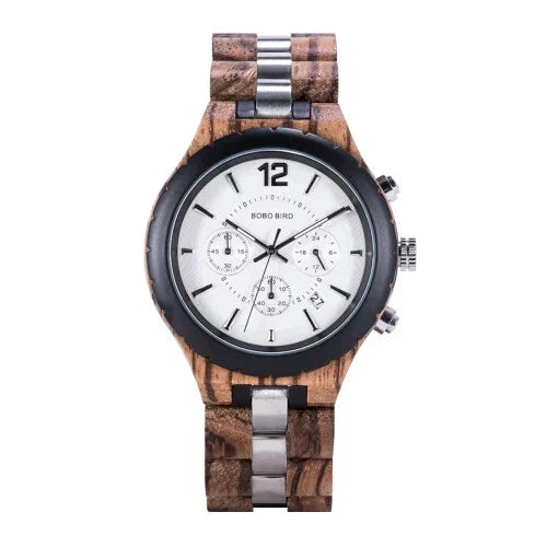 BOBO BIRD Men’s Wooden Luxury Stylish Watch Military Quartz Chronograph GR022-12A