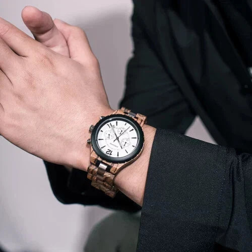 BOBO BIRD Men’s Wooden Luxury Stylish Watch Military Quartz Chronograph GR022-12A