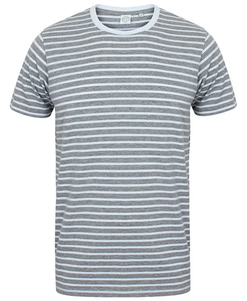 Heather Grey/ White Striped T-Shirt
