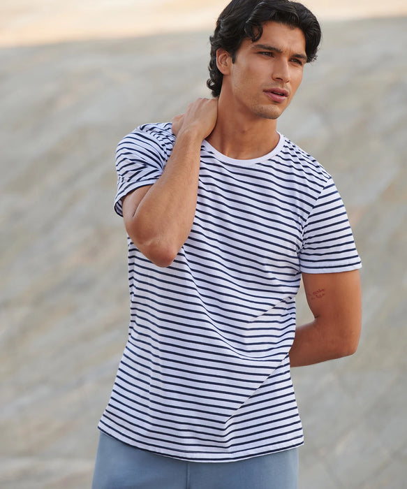 Unisex Heather Grey/ White Striped T