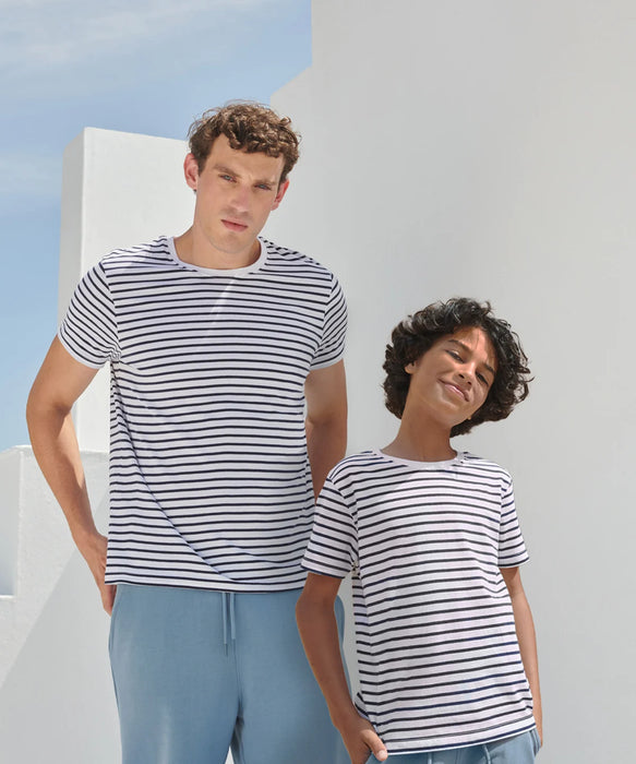 Unisex Heather Grey/ White Striped T