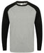 SF Clothing SF271 Long Sleeve Baseball T-Shirt in Heather Grey/Black - front view