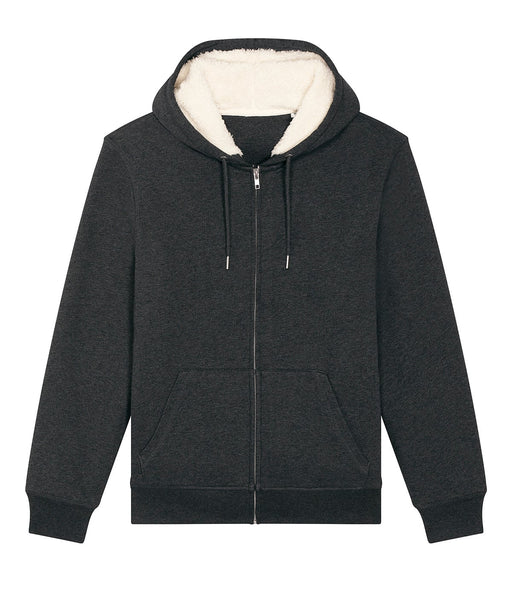 Stanley/Stella SX222 Hygger sherpa zip-through sweatshirt in Dark Heather Grey