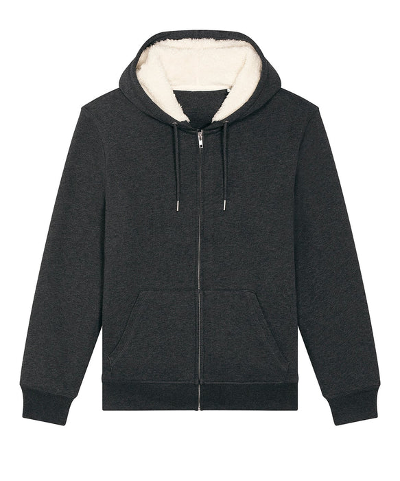 Stanley/Stella SX222 Hygger sherpa zip-through sweatshirt in Dark Heather Grey