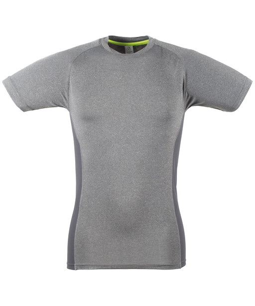 Tombo slim fit sports t-shirt in grey marl and grey, front view