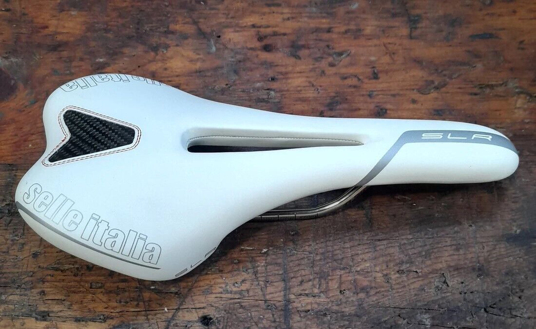 SELLE ITALIA SLR FLOW SADDLE WHT-RIC RED TI316 Titanium Rails